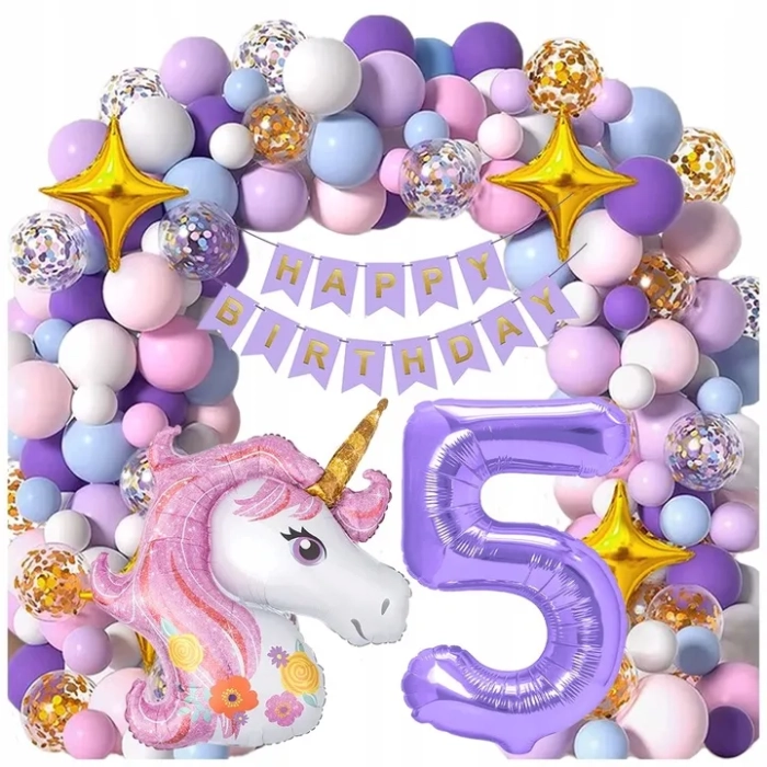 GIRLANDA BALONOWA BALON JEDNOROŻEC PONY CYFRA 5